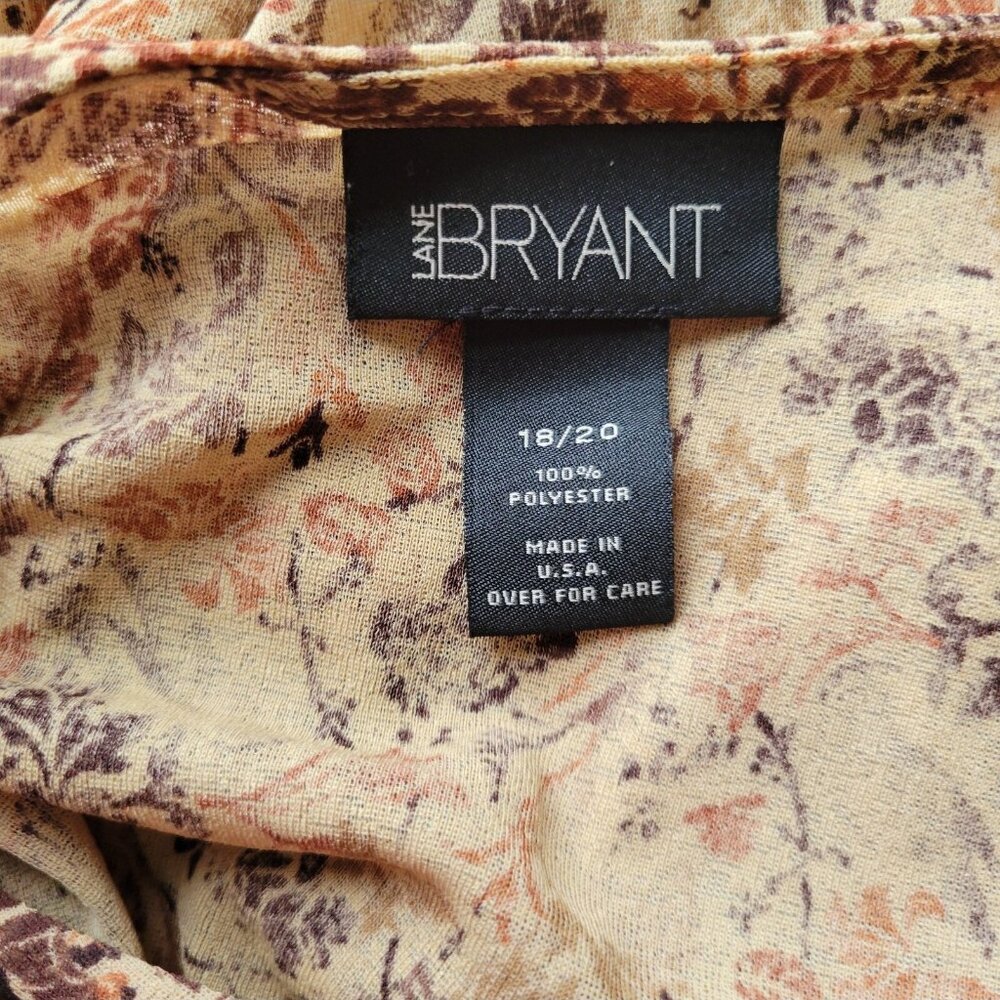 Lane Bryant Womens Top 18 20 Plus 3/4 Sleeve Brown Polyester Sheer FLO142XE - Picture 9 of 9